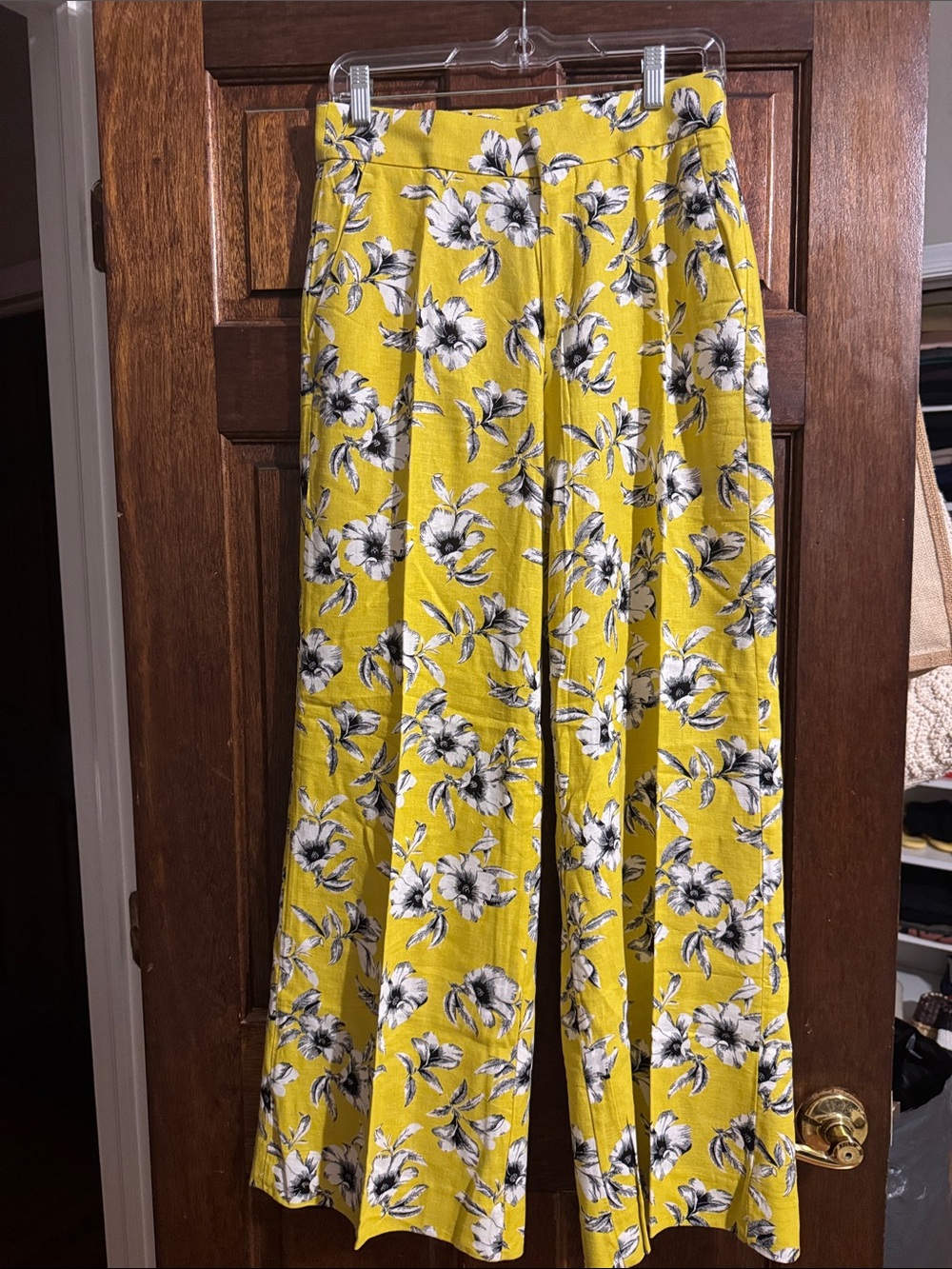 Banana Republic Yellow Floral A-Line Skirt